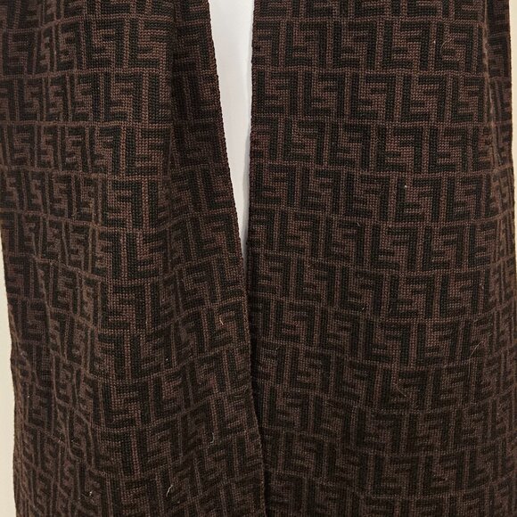 Fendi Wool Scarf, Brown & Black,  Classic Style - Picture 3 of 8